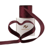 HUIHUANG Burgundy Satin Wired Ribbon 2.5 inch Wine Red Double-Faced Satin Wire Ribbon for Wreaths, Bows Making, Gift Wrapping, Home Decor, Crafts, Christmas Tree Bows-Continous 10 Yards