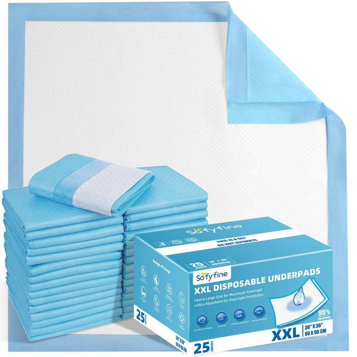 SOFYFINE Disposable Bed Pads 36"x36" 25 Count