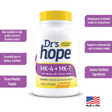 Dr’s Hope Vitamin K2-90 Capsules with 500 mcg MK4 + 100 mcg MK7 | Bone and General Health Support | High-Potency K-2 Vitamins Supplement - 1 Capsule Daily