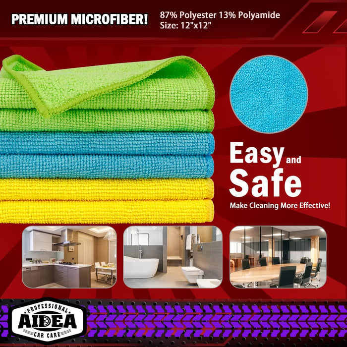 AIDEA Microfiber Cleaning Cloths-150PK, Microfiber Towels for Cars, Premium All-Purpose Car Cloth, Lint-Free Rags, Absorbent Microfiber Cloth for SUVs, House, Kitchen, Window-12×12"