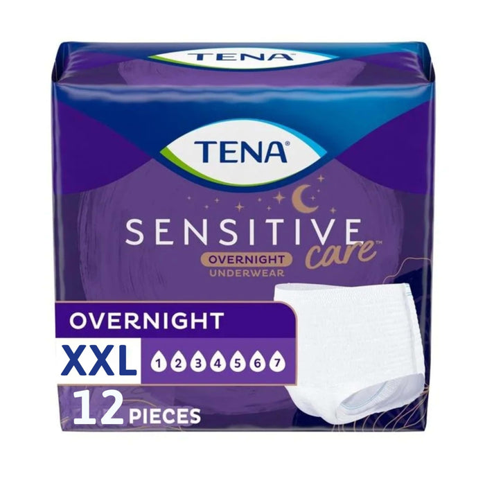 Tena Incontinence Underwear for Women, Overnight Absorbency, Sensitive Care, X-Large - 12 Count