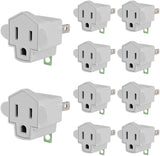 3 Prong to 2 Prong Polarized Grounding Adapter, Wall Outlet Converter JACKYLED 3-Prong Adapter Fireproof Material 392℉ Resistant Heavy Duty for Household, Christmas Light, Indoor Use Only, 10 Pack