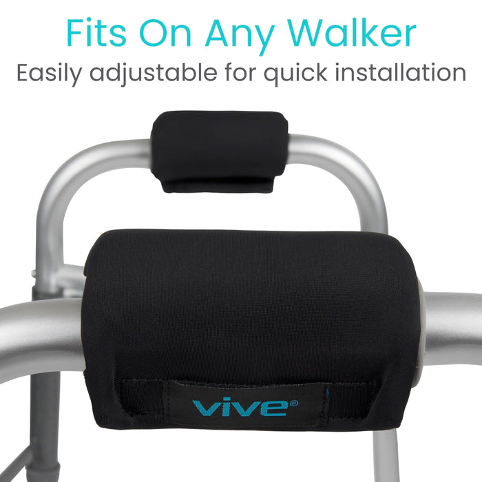 Vive Walker Handle Cushions - Padded Hand Covers - Soft Padding Medical Accessories for Folding Rolling Wheelchair, Rollator Handle, Senior, Elderly Grippers - Foam Crutch Pads Grips - Mobility Aid (Black)