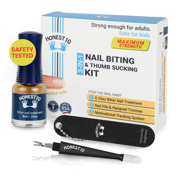 Honest10 Nail Biting Prevention for Adults and Safe for Kids, MADE IN USA, Safe and Lab Tested, MD Approved, Strongest Formula, Nail biting Treatment to Stop the Habit Now (0.25 oz KIT)