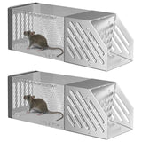 Humane Mouse Trap, [2024 New] Single Door Continuous Rat Hole Mouse Trap, Combined Automatic Continuous Rat Traps Cage, Easy to Set Mice Catcher for Indoor and Outdoor, Sensitive Pedal Rat Trap (2pcs)