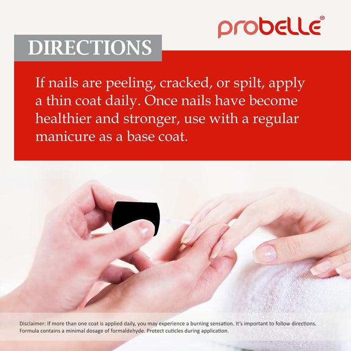 Probelle Nail Maintenance Formula 2, Nail Hardener and Strengthener for soft, brittle, and splitting nails - Reinforces, protects, conditions, strengthens, grows fingernails 5 fl oz/ 15 mL