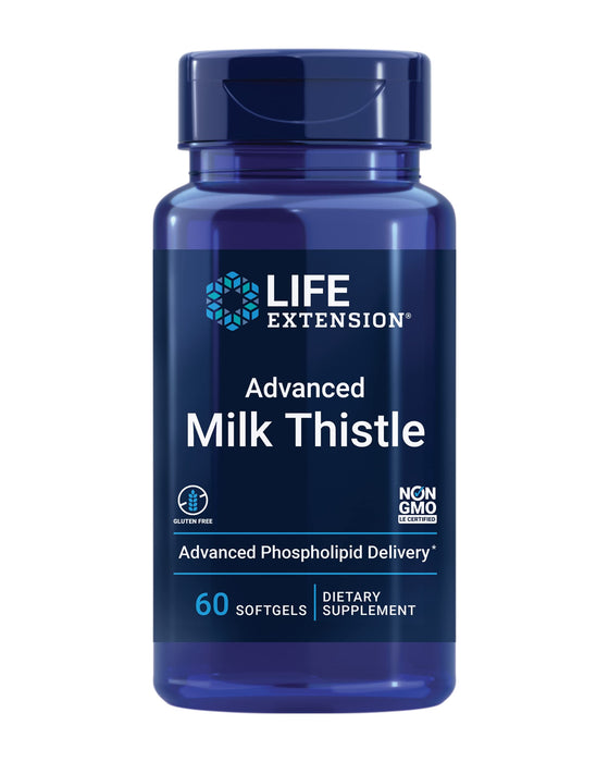 Life Extention Advanced Milk Thistle - Milk Thistle Supplement for Liver Function Support, Kidney Health & Detox - with Silymarin, Silibinins, Isosilybin A,B - Gluten-Free, Non-GMO - 60 Softgels