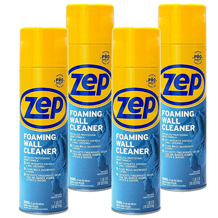 Zep Foaming Wall Cleaner - 18 Ounce (Case of 4) ZUFWC18 - Removes Stains Without Damaging Finishes