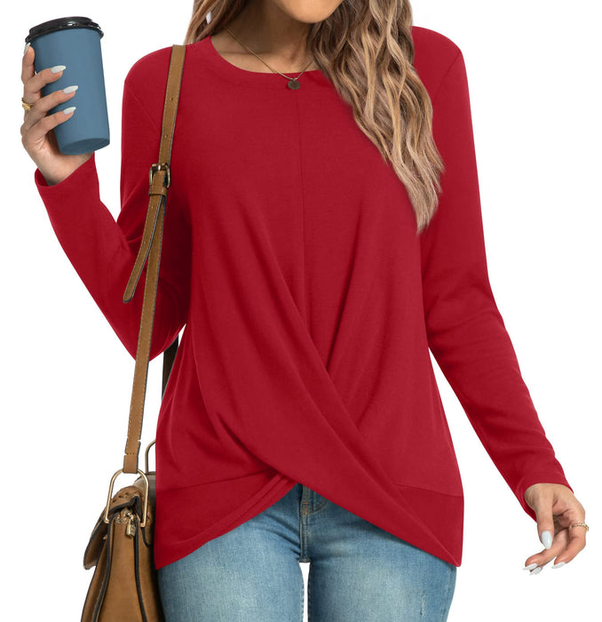 HOTGIFT Womens Christmas Red Tunics Top Long Sleeve Casual T-Shirts Crewneck Sweaters Blouse Medium