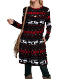 OFEEFAN Long Sleeve Dress for Women Christmas Dresses for Women Sweater Dress Deer XL