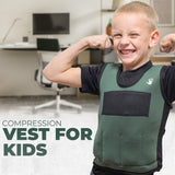 Weighted Vest For Kids - Adjustable Compression Vest - (Medium for Ages 5-9) Six Removable Weights Included - Breathable Snug Fit Design