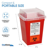 Oakridge Products Sharps Container for Home Use and Professional 1 Quart (5-Pack), Biohazard Needle and Syringe Disposal, Small Portable Container for Travel, CDC Certified