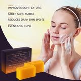 VALITIC 4 Pack Kojic Acid Vitamin C & Retinol Soap Bars for Dark Spot & A Pair of Black Exfoliating Gloves for Body Scrubs