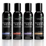 Skinsations - Massage Oil Kit (Set of 4) Natural Scents of Vanilla, Cinnamon, Lavender in a Blend of Sweet Almond Oil, Fractionated Coconut Oil, Grapeseed Oil & Jojoba Oil Body Oil