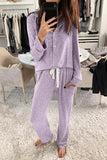 Aamikast Pajama Sets for Women Soft Button Up Christmas Pjs Matching Sets (Lake Purple L)