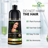 Herbishh Hair Color Shampoo for Gray – Magic Dye Colors in Minutes–Long Lasting–500 Ml–3-In-1 Color–Ammonia-Free (Black)