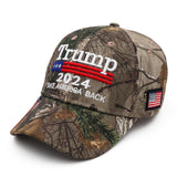 Trump 2024 Hat MAGA Hat Embroidered Take America Back Donald Trump Slogan USA Adjustable Camo Baseball Cap for Woman Men