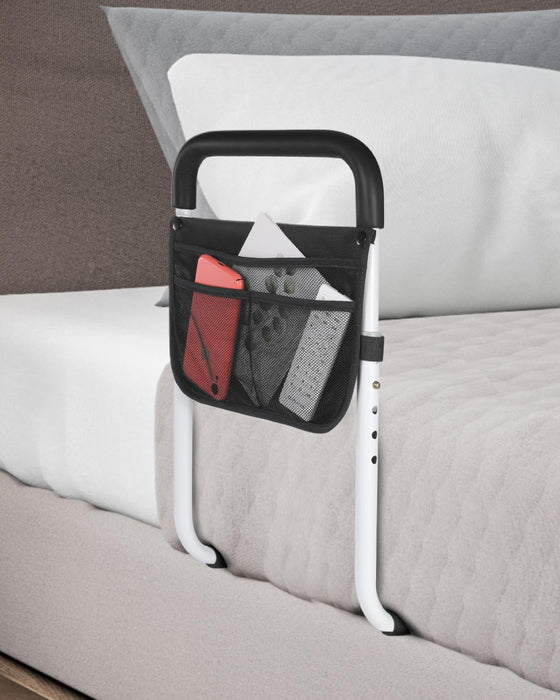 Bed Rails for Elderly Adults Safety - Adjustable Bed Assist Rail for Seniors - Stable Bed Side Rails Handle Support Bar Bed Guard Rails with Storage Bag & Fixing Strap, Fit King Queen Full Twin Bed