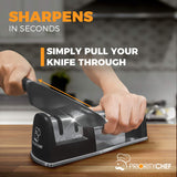 PRIORITY CHIEF Knife Sharpener for Straight and Serrated Knives, 2-Stage Diamond Coated Wheel System, Sharpens Dull Knives Quickly, Safe and Easy to Use