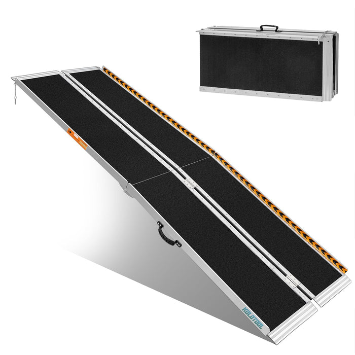 KOLOTOOL Portable Wheelchair Ramp 10FT Handicap Ramp Threshold Wheelchair Ramps for Wheelchair for Home Non-Skid Folding Aluminum Wheel Chair Ramps for Home Steps 120" Lx 29.2" Wx 2" H 800 lbs