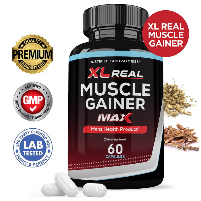 (2 Pack) XL Real Muscle Gainer Max 1600MG Advanced Men's Heath Formula 120 Capsules