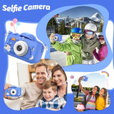 Goopow Kids Selfie Camera Toys for Girls Age 3-9, Digital Video Camera Toy with Protective Cover,Christmas Birthday Festival Gifts for 3-9 Year Old Girls Boys- 32GB SD Card Included (Blue-Dog)