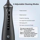 LF Water Dental Flosser for Teeth with 6 Jet Tips, 4 Modes, Professional Cordless Cleaner Picks for Teeth Cleaning, IPX7 Waterproof, Portable, Rechargeable Power Floss Oral Irrigator for Home Travel