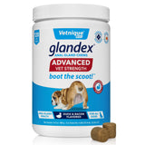 Glandex Anal Gland Soft Chew Treats with Pumpkin for Dogs Digestive Enzymes, Probiotics Fiber Supplement for Dogs Boot The Scoot (Advanced Strength Duck/Bacon Chews (Vegetarian), 120ct)