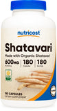 Nutricost Shatavari 600mg, 180 Capsules, 180 Servings - CCOF Certified Made with Organic Shatavari, Non-GMO, Gluten Free, Vegetarian Friendly