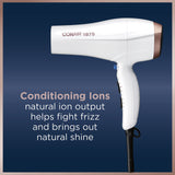 Conair Double Ceramic Hair Dryer | Blow Dryer with Ionic Conditioning | Includes Concentrator