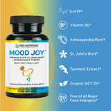 Trio Mood Joy | Premium 5-HTP, St Johns Wort, Ashwagandha & Turmeric | Ashwagandha Capsules to Promote Natural Calm & Relaxed Mood* | Mood Support Supplement* | 60 Day Supply