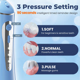 7AM2M Water Dental Flosser Cordless for Teeth,300ML Rechargeable Travel Portable Cleaner,with 6 Jet Tips and 3 Modes,IPX7 Waterproof Water Dental Flosser Picks for Cleaning(Blue)