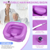 Cehim Inflatable Shampoo Basin - Portable Shampoo Bowl, Hair Washing Basin for Bedridden, Disabled,Injured, Hair Wash Tub for Dreadlocks and at Home Sink Washing (Purple)