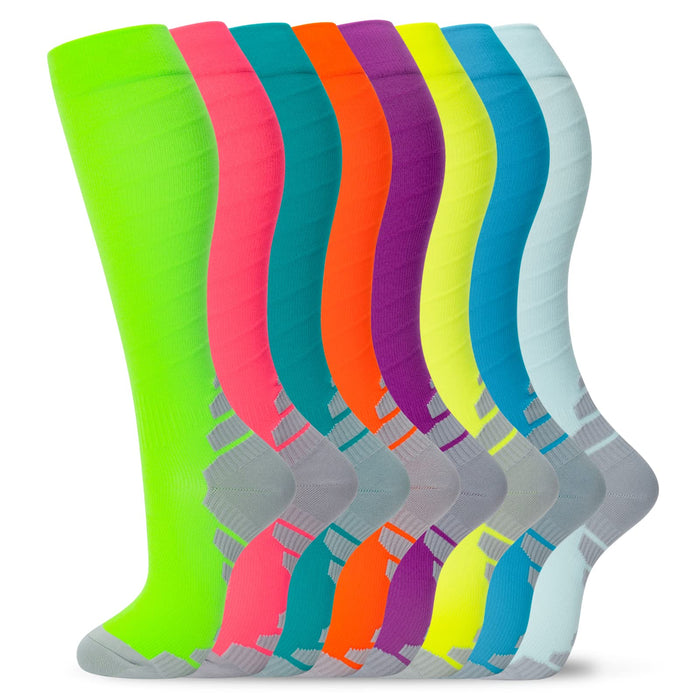 fenglaoda 8 Pairs Compression Socks for Men & Women 20-30 mmHg Knee High Nurse Pregnant Running Medical and Travel Athletic