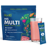 Root'd Multivitamin Powder for Men - 24 Vitamins & Minerals with 3X Electrolytes, 9 Organic Superfoods, Probiotics & Enzymes, Sugar-Free Multivitamin & Hydration | 24 Vitamin Drink Mix Packets