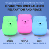 Mindfulness 'Breathing Bear' | 4-7-8 Guided Visual Meditation Breathing Light | 3 in 1 Device with Night Light & Noise Machine for ADHD Anxiety Stress Relief Sleep - Gift Kid Adult Women Men (Bear)