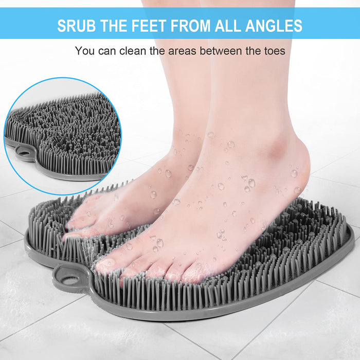 BESKAR XL Large Foot Scrubber Mat for Use in Shower - Shower Foot Cleaner to Eliminate Calluses Dead Skin, Foot Massager Mat for Men & Women to Soothe Achy Feet, Non Slip Suction Cups