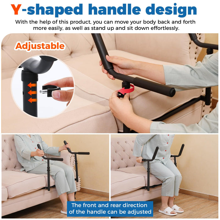 Fanwer Stand Assist for Couch and Sofa, Chair Lift Assist for Elderly, Y-Shaped Grab Bar Standing Aid for Patients, Adults, Seniors and Disabled, Adjustable Daily Living Mobility Aid, Black