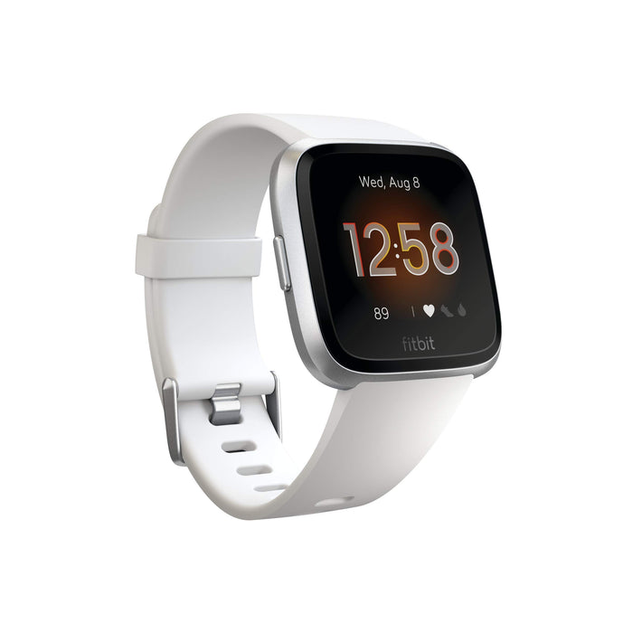 Fitbit Versa Lite Edition Smartwatch with S/L bands - White/Silver (Renewed)