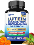 Lutein and Zeaxanthin Supplements 8000 MG Eye Vitamins with Saffron for Eye Health Supplements for Adults, Infused with Glucomannan, Ashwagandha, and Green Tea Extract Vision and Eyes Support