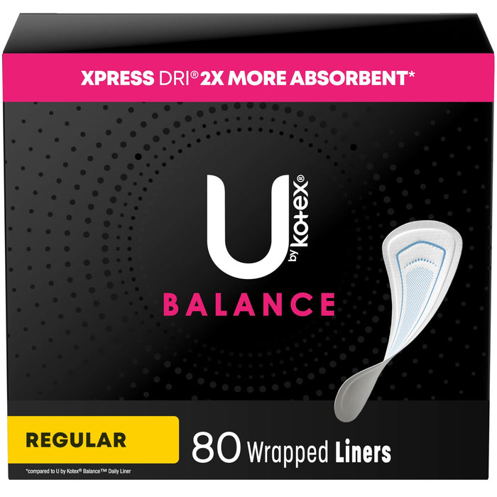 U by Kotex Balance Daily Panty Liners, Wrapped, Light Absorbency, Regular Length, 100 Count (Packaging May Vary)