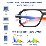 FEISEDY Vintage Square Blue Light Blocking Glasses Women Men 70s Flat Aviator Glasses Computer Anti Glare B0062