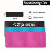 Kinesiology Tape Pro (120 Precut Strips,2 * 6 inch,6 Yard) Waterproof Breathable Athletic Elastic Muscles & Joints Pain Relief Taping for Gym Fitness Running Tennis Swimming Football (Mix)