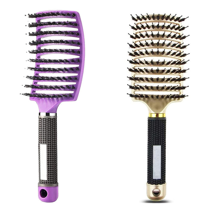 Hairstreaq Detangling Brush, Wet Dry Detangler Hair Brushes, Vented Detangling Brush, Fast Drying Styling Massage Hairbrush for Women & Kids’ Long, Thick, Thin, Curly & Tangled Hair (Gold+Purple)