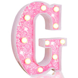 Pooqla LED Marquee Letter Lights, Light Up Pink Letters Glitter Alphabet Letter Sign Battery Powered for Night Light Birthday Party Wedding Girls Gifts Home Bar Christmas Decoration, Pink Letter G