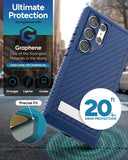 ZAGG Everest Samsung Galaxy S24 Ultra Case with Kickstand - Triple Layer Graphene-Infused Drop Protection up to 20ft, Eco-Friendly Design, Textured Grip, Navy Blue