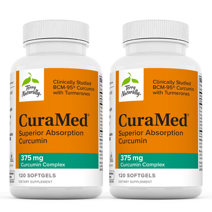 Terry Naturally CuraMed 375 mg Curcumin Complex - 120 Softgels, Pack of 2 - Superior Absorption BCM-95 - Non-GMO, Gluten Free, Halal - 240 Total Servings