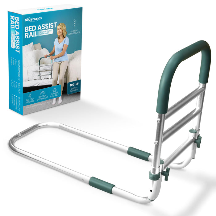NEDA Adjustable Bed Rails for Elderly Adults – Medical Bed Assist Handle, Safety Support Rail for Seniors, Bedside Rail for All Bed Sizes ASTM F3186-17 & 16 CFR 1270 CPSC Certified