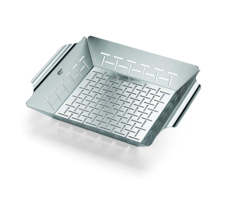 Weber Deluxe Grilling Basket – Stainless Steel Grill Basket for Vegetables, Seafood & Small Foods, Durable BBQ Cooking Accessory for Charcoal and Gas Grills