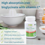 High Absorption Chelated Iron Bisglycinate 20mg with Vitamin C, Non Constipating Gentle Iron, 180 Tablets, Targeted Release, One Daily, Vegan, by Igennus